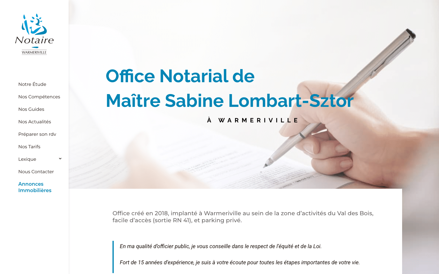 Une présence en ligne claire pour une étude notariale rurale